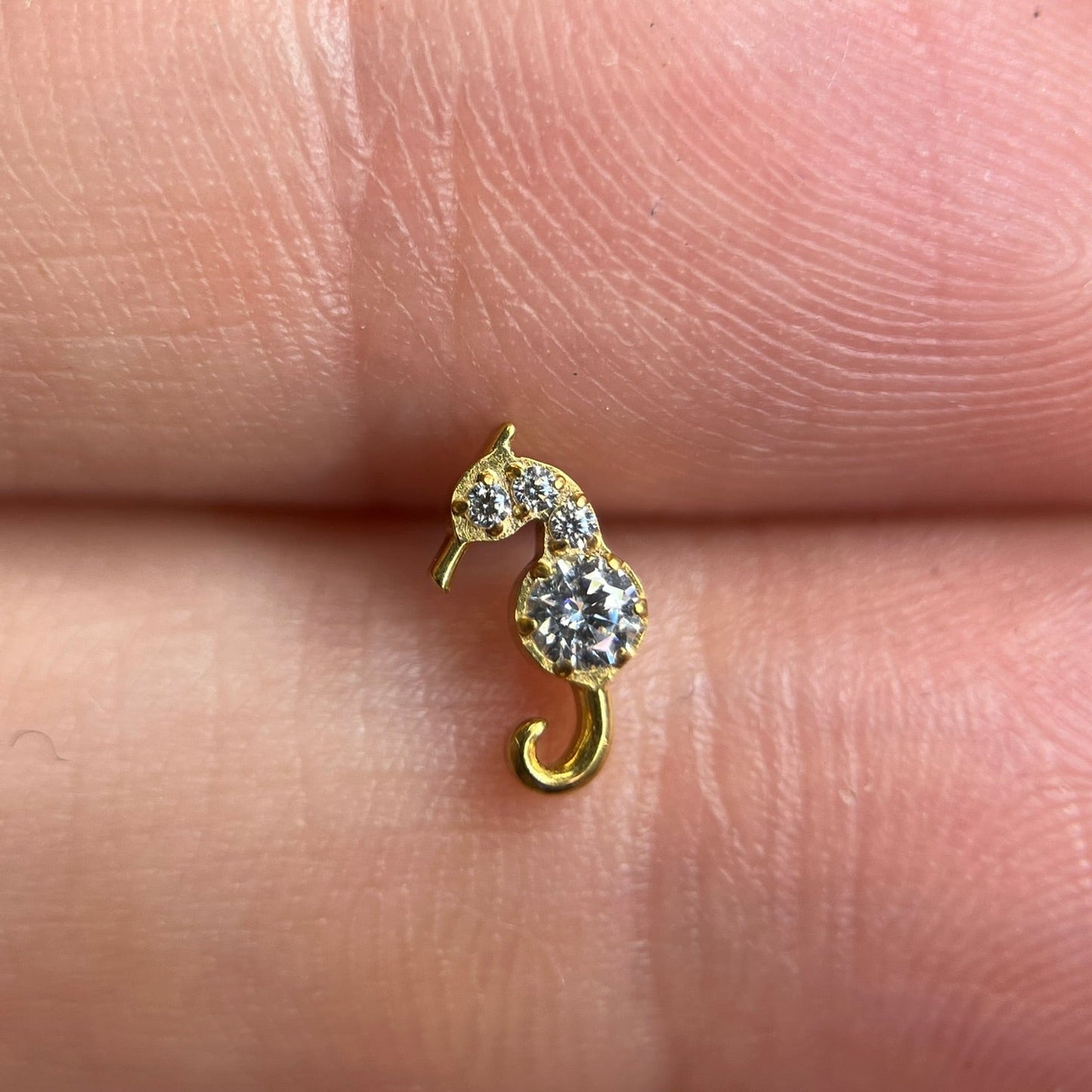 Piercing Seahorse PVD Dourado - Titânio