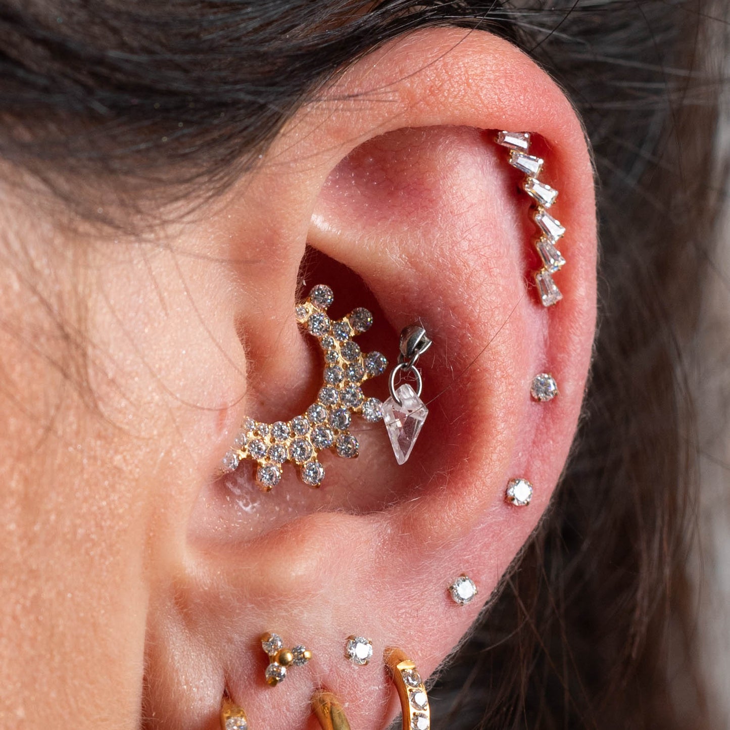 Piercing Squares PVD Dourado - Titânio