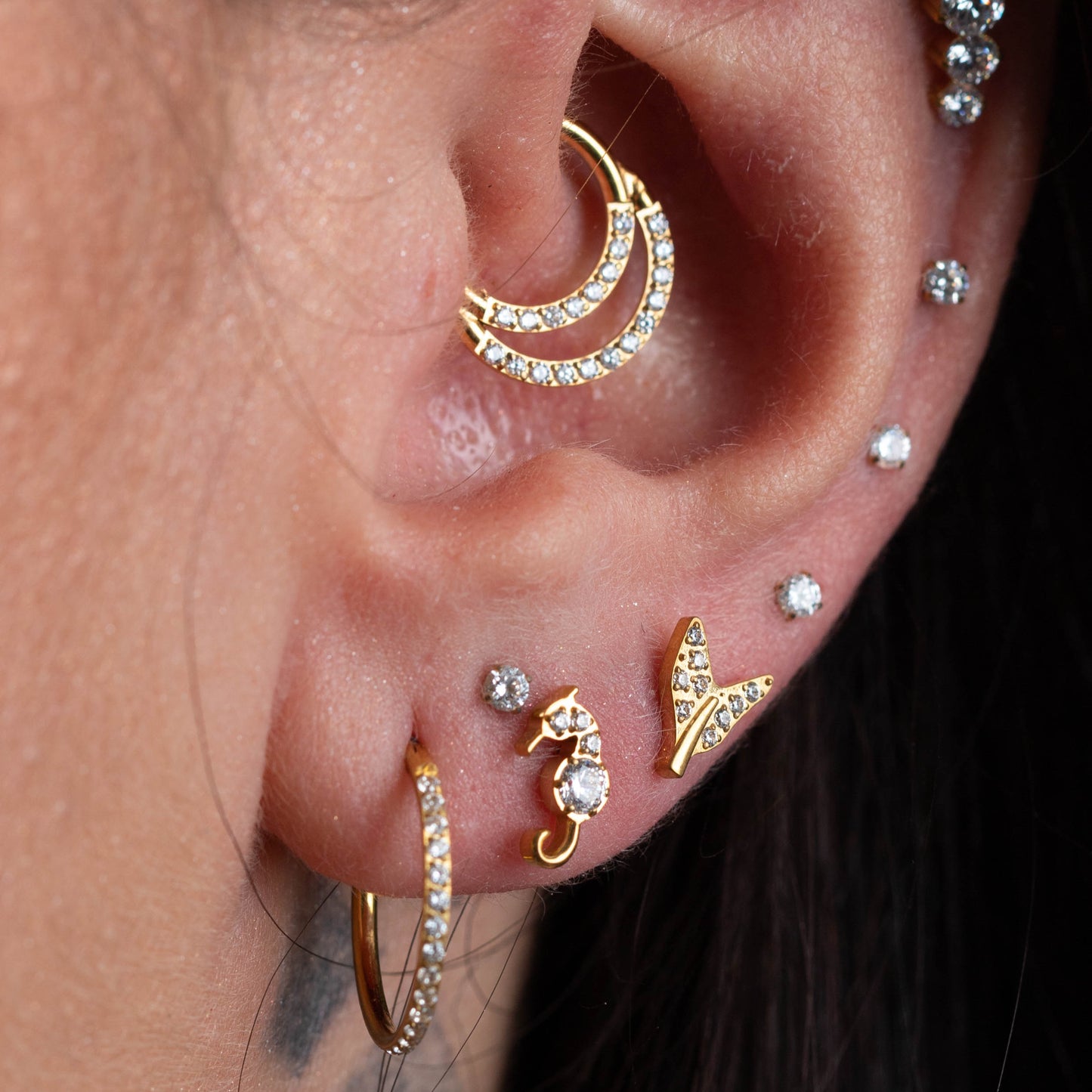 Piercing Seahorse PVD Dourado - Titânio