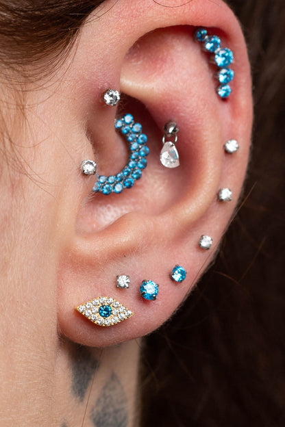 Piercing Crown Azul- Titânio