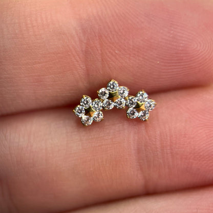 Piercing Daisys PVD Dourado - Titânio