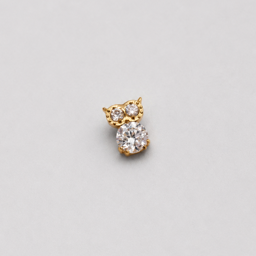 Piercing Coruja Dourado PVD - Titânio