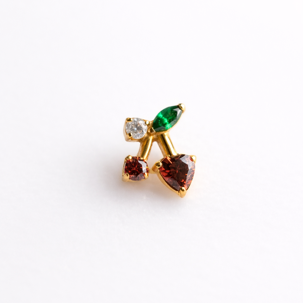 Piercing Cherry PVD Dourado - Titânio