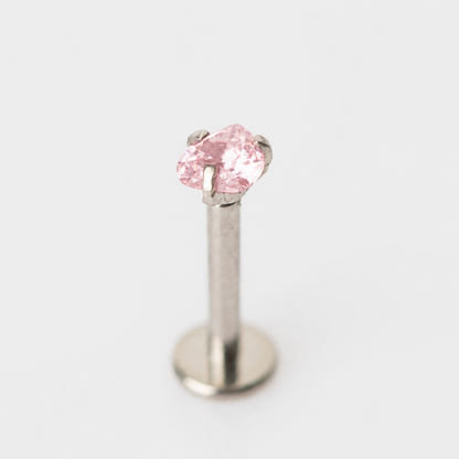 Piercing Ponto de Luz Coração Rosa - Titânio