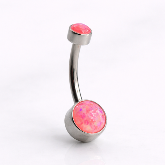 Piercing Pure Belly Opala Rosa - Titânio