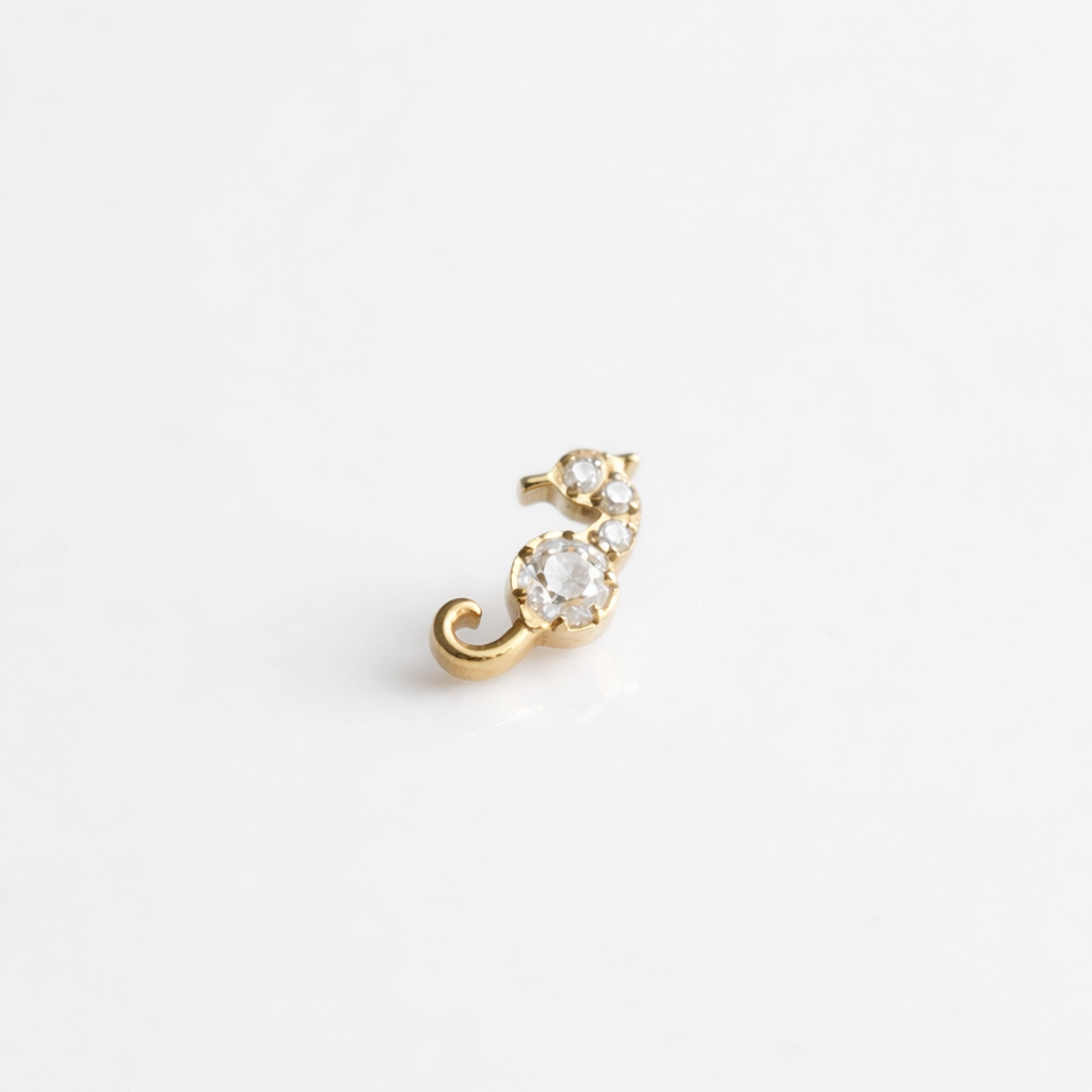 Piercing Seahorse PVD Dourado - Titânio