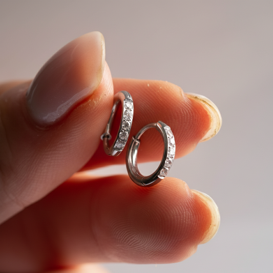 Brinco Argola Cravejada (par) - Titânio