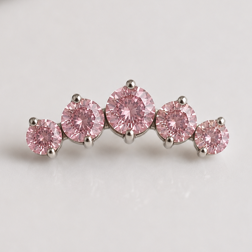 Piercing Crown Rosa - Titânio