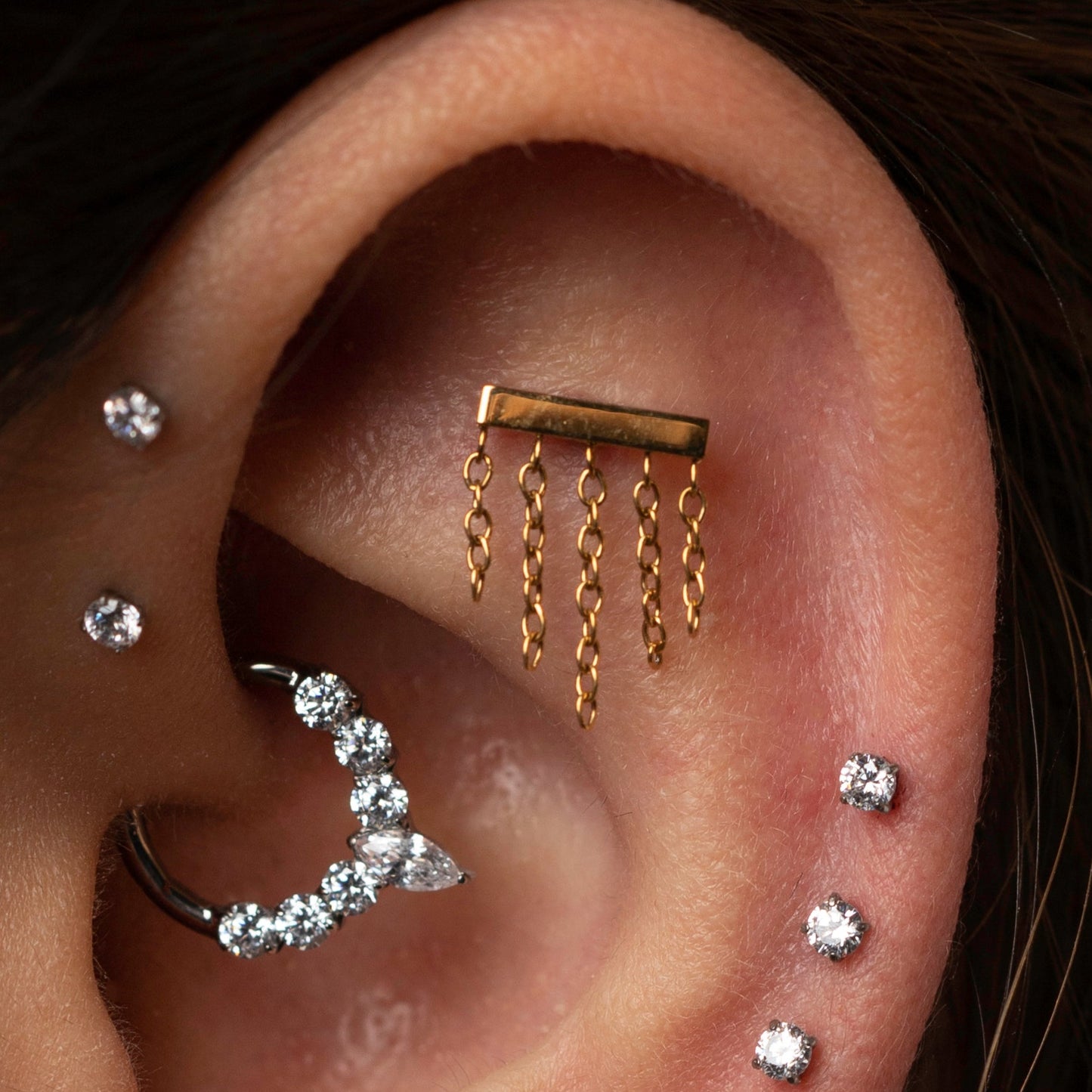 Piercing PVD Gold Elegant Chain -Titânio