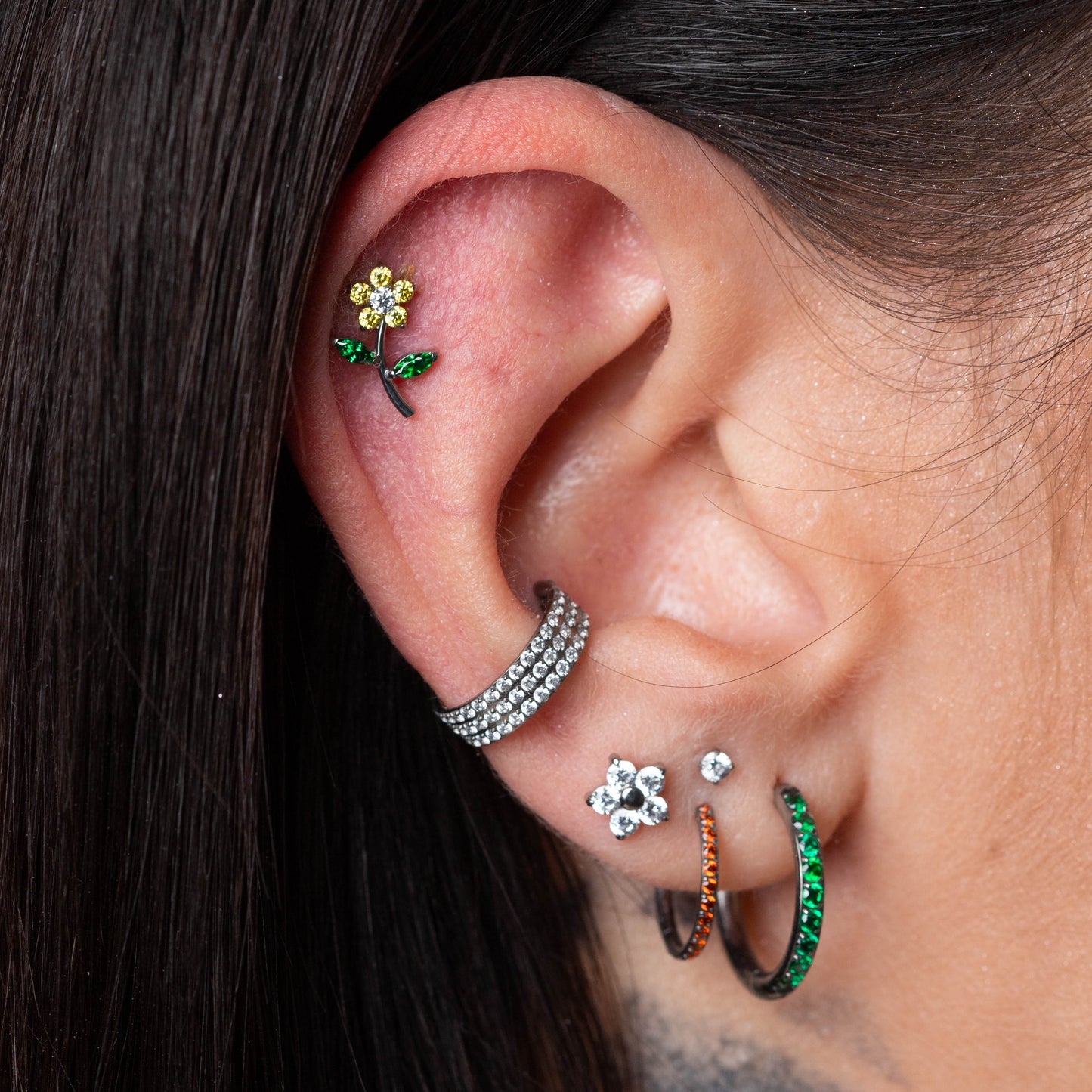 Piercing Star Flower Prata - Titânio