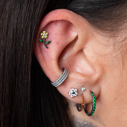 Piercing Star Flower Prata - Titânio