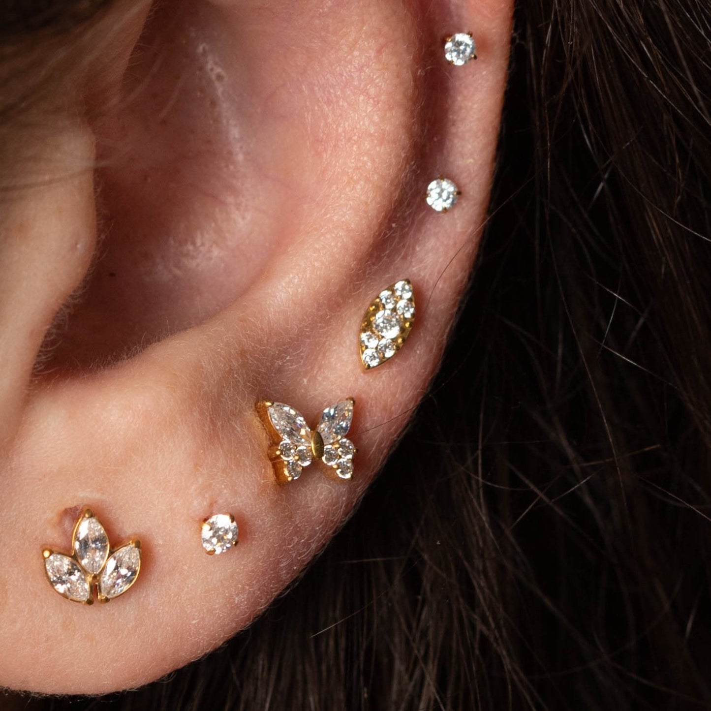 Piercing Floris Marquise Dourado PVD - Titânio