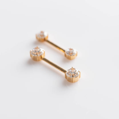 Piercing Nipple Dourado PVD - Titânio