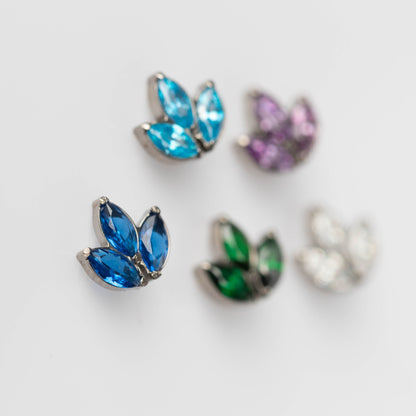 Piercing Lotus Azul Escuro - Titânio