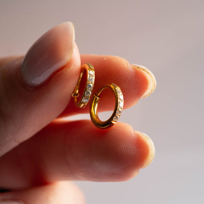 Brinco Argola Cravejada Dourada PVD - Titânio