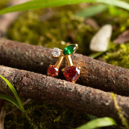 Piercing Cherry PVD Dourado - Titânio