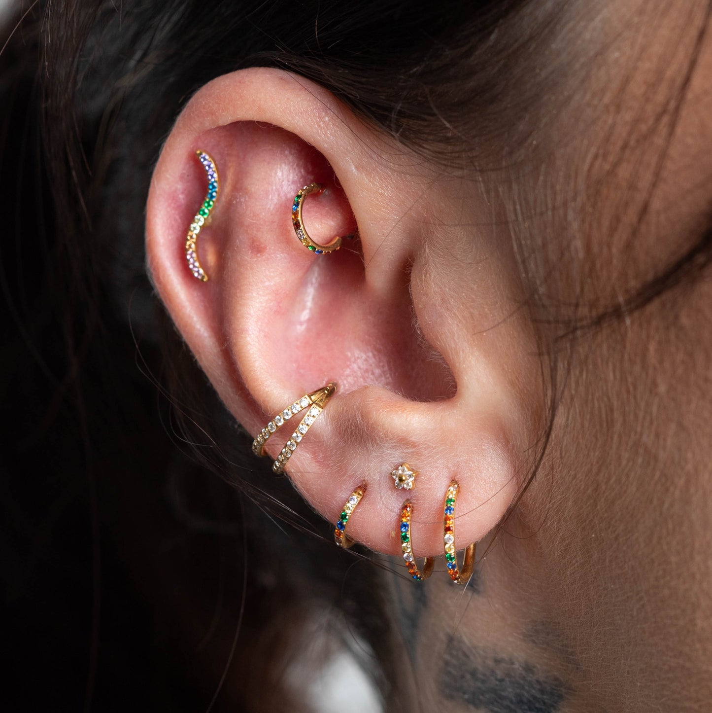 Piercing Argola Duplet PVD Dourado - Titânio