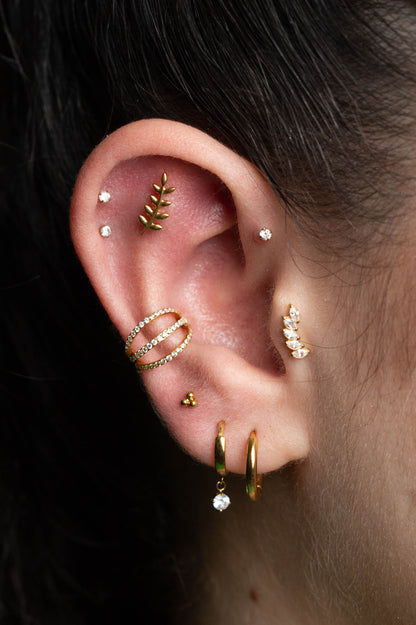 Piercing Leafy PVD Dourado - Titânio
