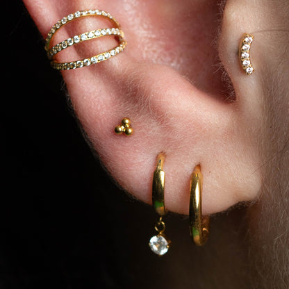 Piercing Triple Charm PVD Dourado - Titânio