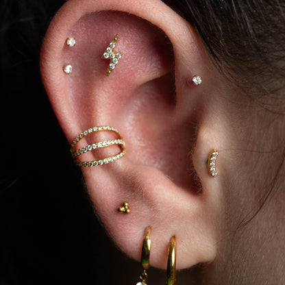 Piercing Triple Charm PVD Dourado - Titânio