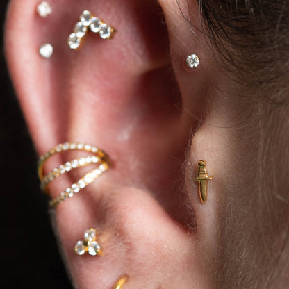 Piercing Mini Adaga PVD Dourado - Titânio