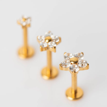Piercing PVD Gold Star Flower- Titânio