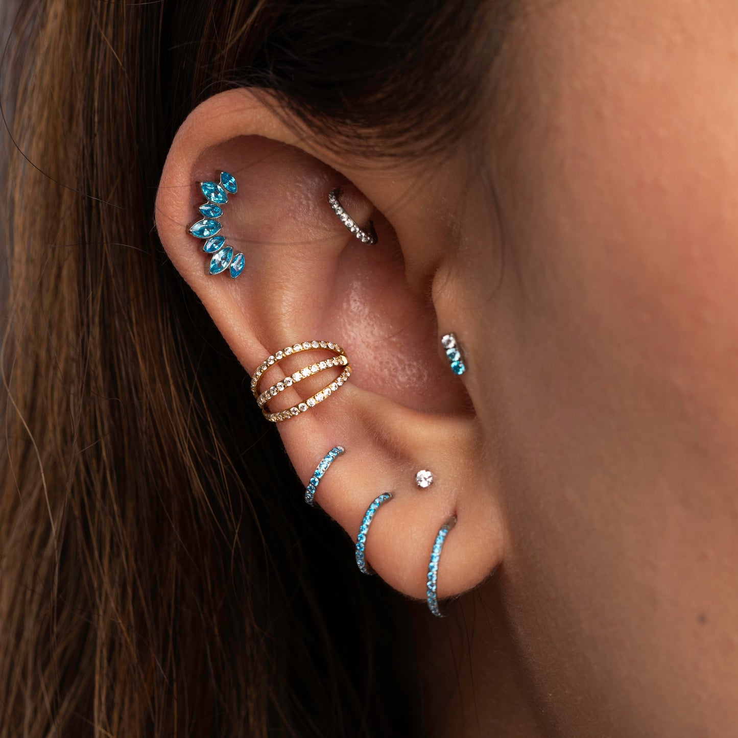 Piercing Argola Unic Azul- Titânio