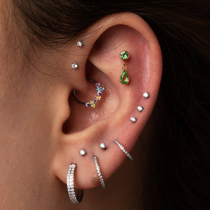 Piercing Moon Tear Verde PVD Dourado - Titânio