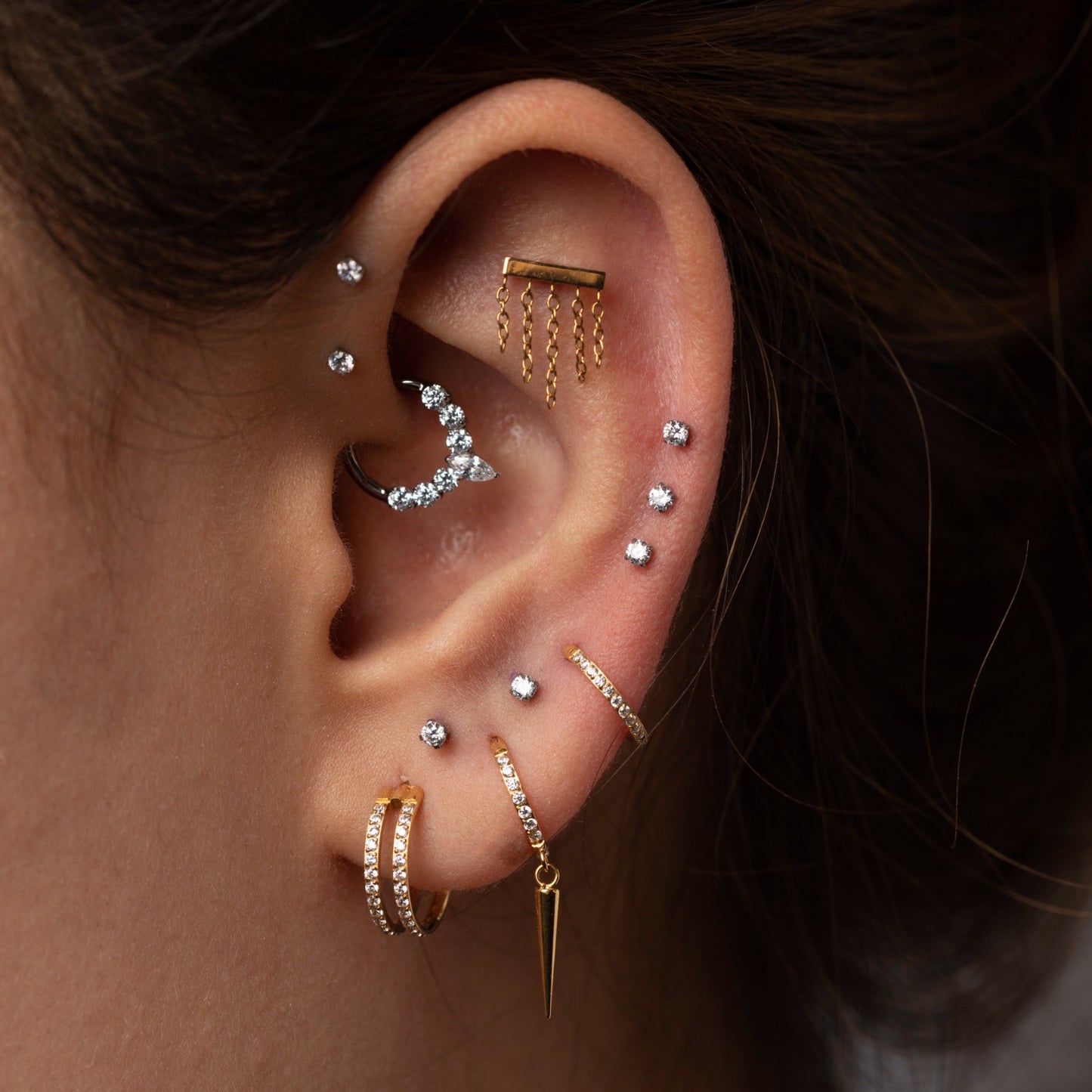 Piercing PVD Gold Elegant Chain -Titânio